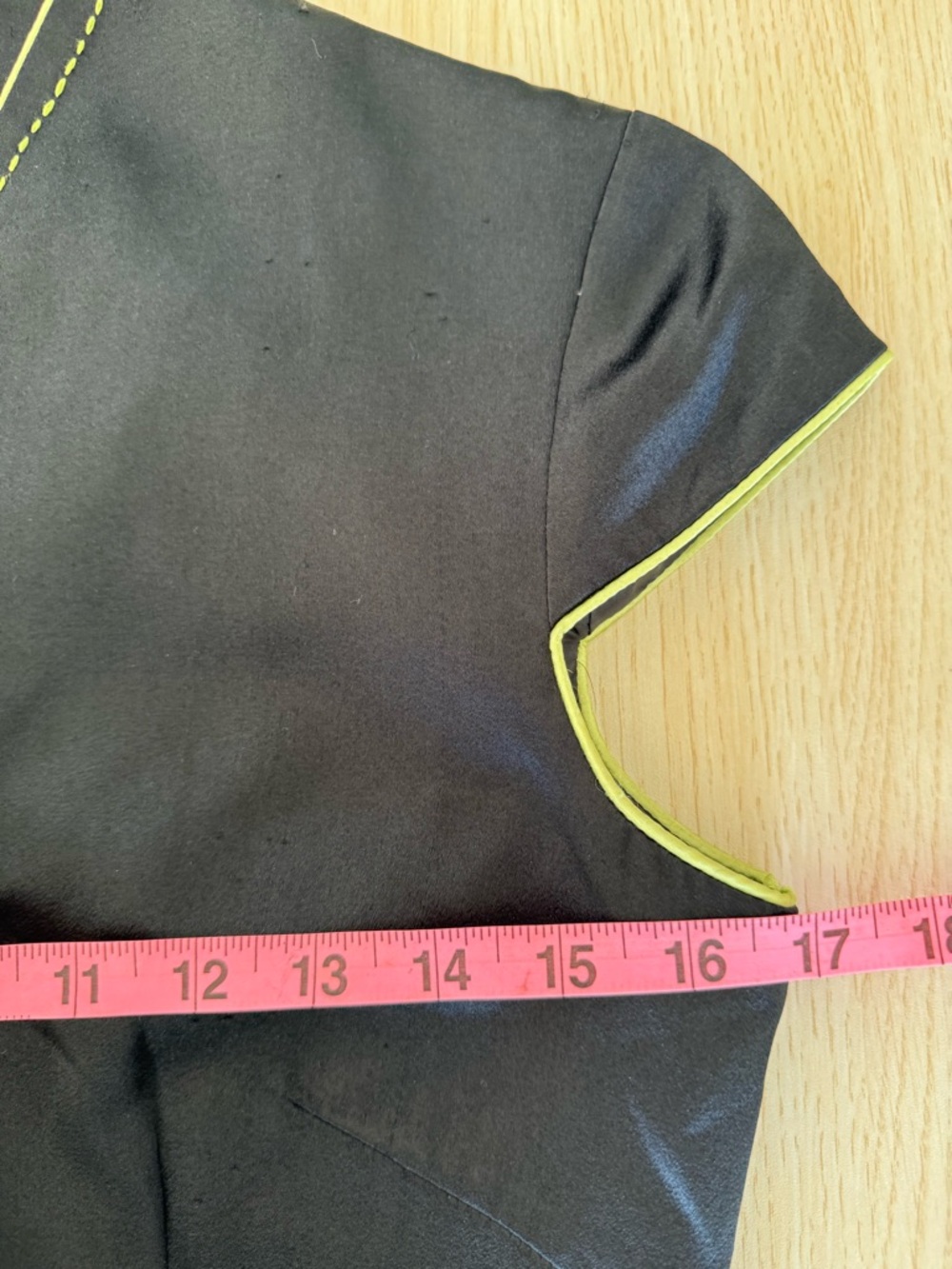 Vintage Style Black Satin Cheongsam Mini Dress Lime Green Trim y2k / 90s - Picture 11 of 12